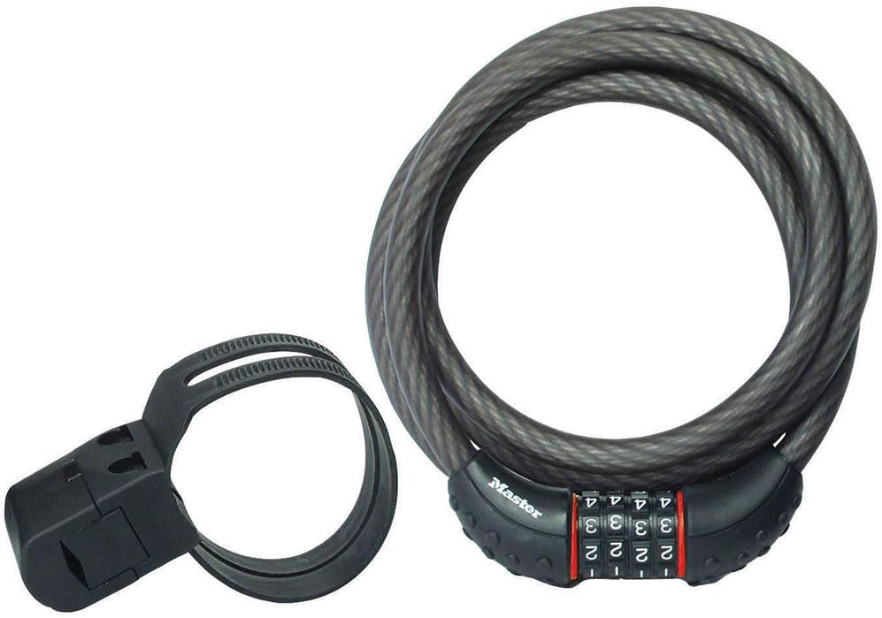 Master Lock Cable Lock – Set Your Own Combination, 6 ft. Black Bike Se