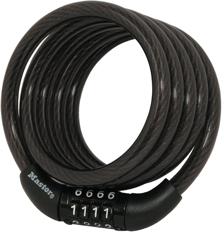Master Lock Combination Cable Lock – Black Bike Security with Resettab