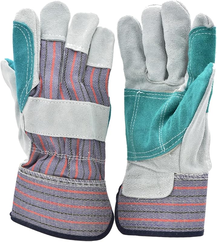 G & F 5215L-5 Premium Suede Work Gloves with Double Palm and Rubberize
