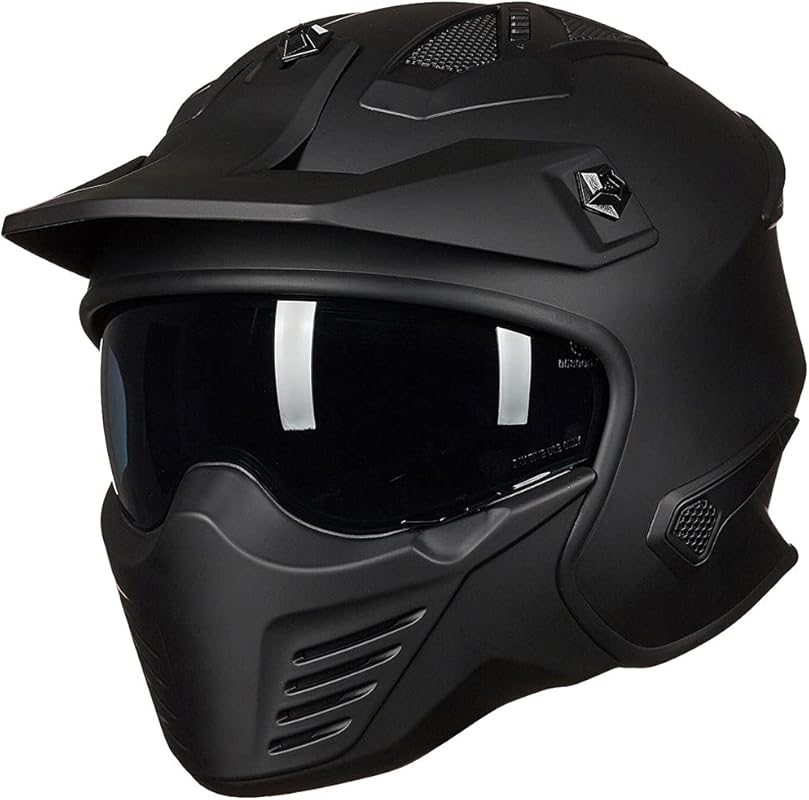 ILM DOT 3/4 Open Face Helmet for Dirt Bike & Electric Scooter, Matte B