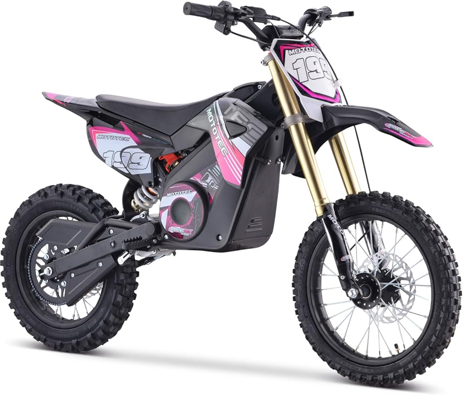 MotoTec 48V 1800W Pro Electric Dirt Bike, Lithium Battery, Pink, High-