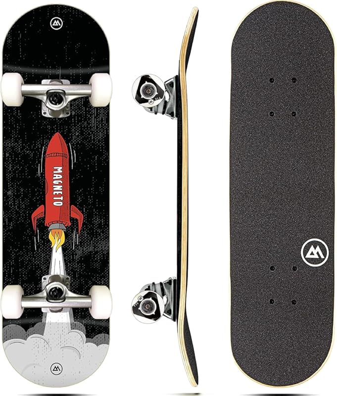 Magneto Complete Cruiser Starter Skateboard for Beginners, Durable Des