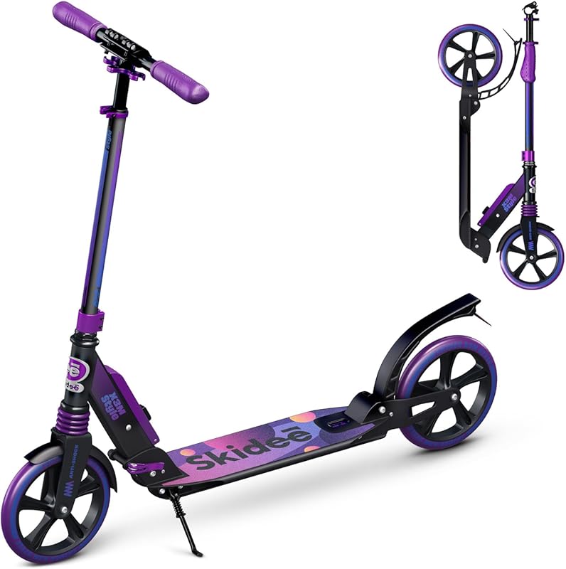 Skidee Adult & Teen Scooter – Adjustable Height, Foldable, Large Wheel