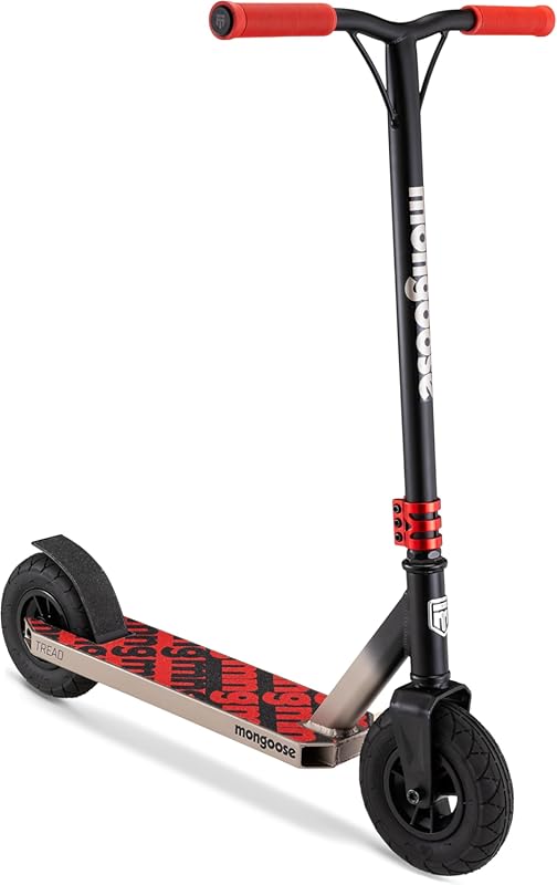 Mongoose Tread Freestyle Dirt Scooter, 200mm Air-Filled Tires, for Dir