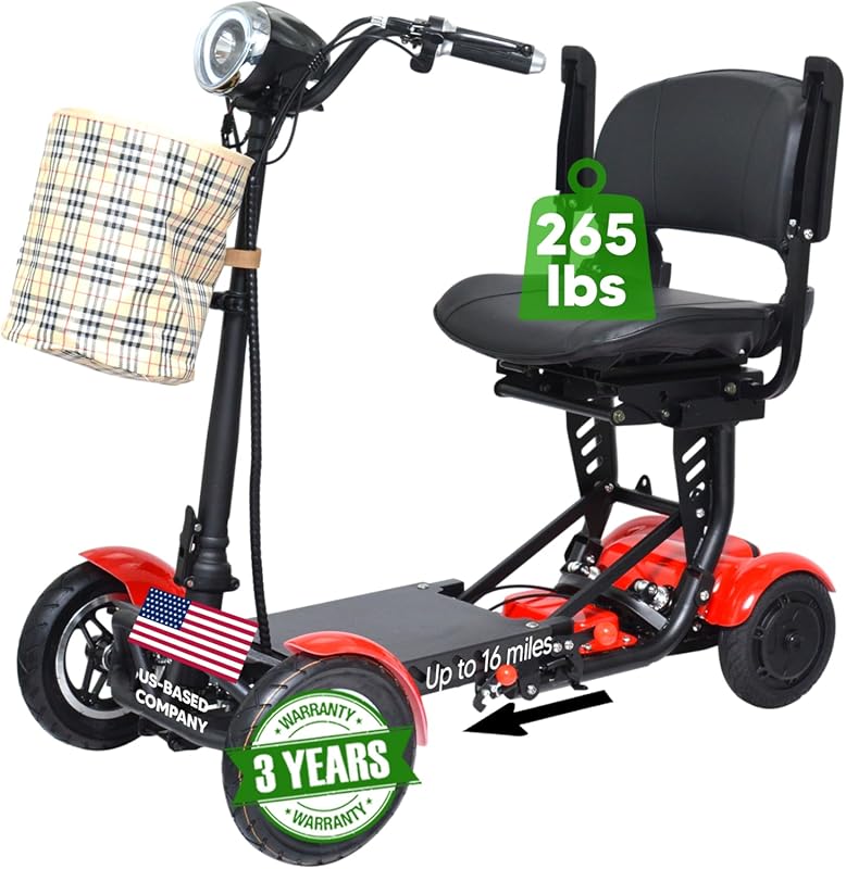 MS-3000 Foldable Electric Scooter for Adults, 4-Wheel Mobility Scooter