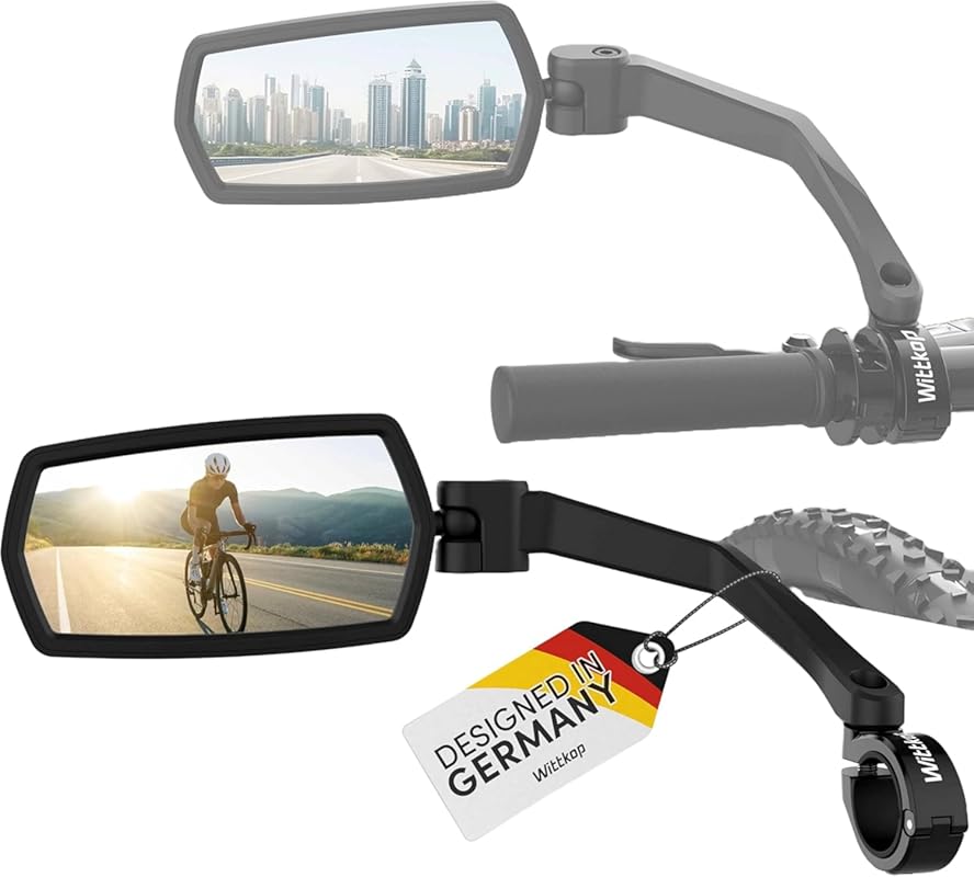 360° Rotatable HD Bike Mirror with Foldable Handlebar Mount for E-Bike