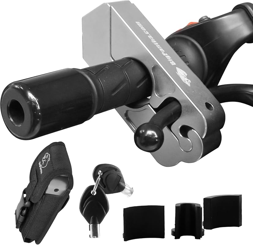 Heavy Duty Motorcycle Grip Lock with Free Holster, Secures Brake/Throt