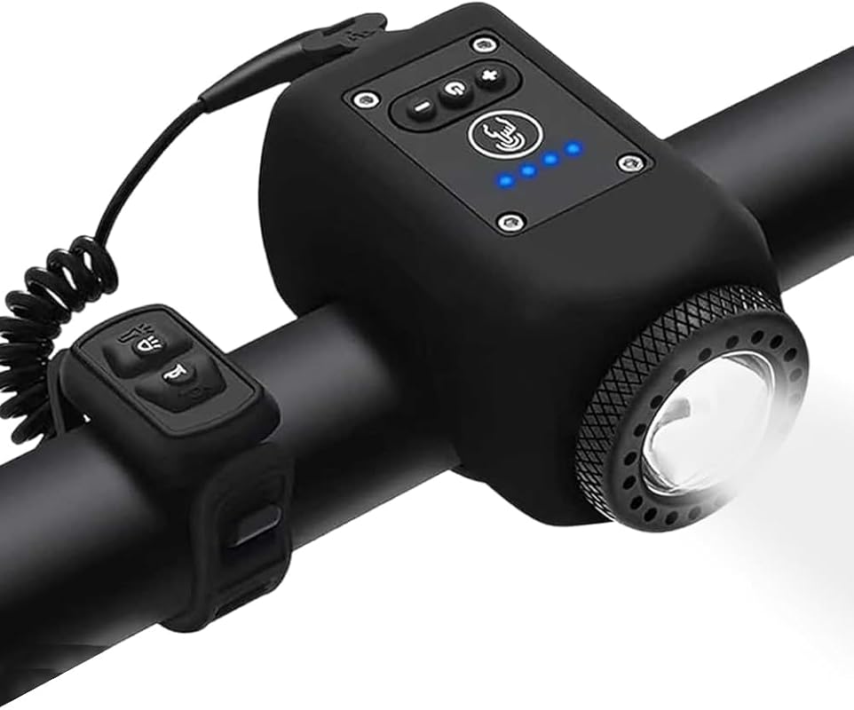 2-in-1 Electric Bike Horn & Light, 110dB 5-Sound Modes, Rechargeable W