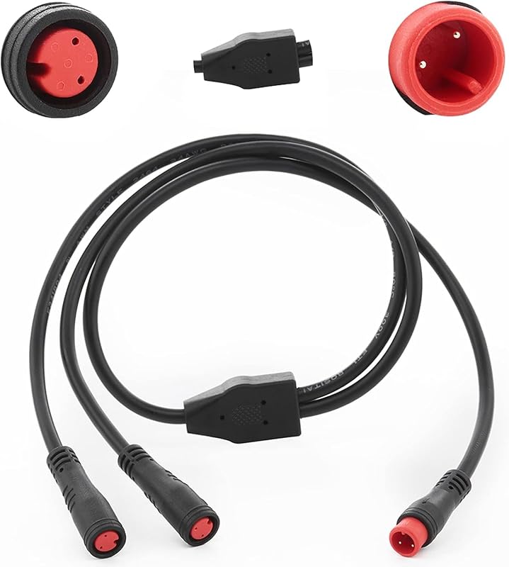 Y-Split 1T2 2-Pin Waterproof Extension Cable for Ebike Light, Gear Sensor