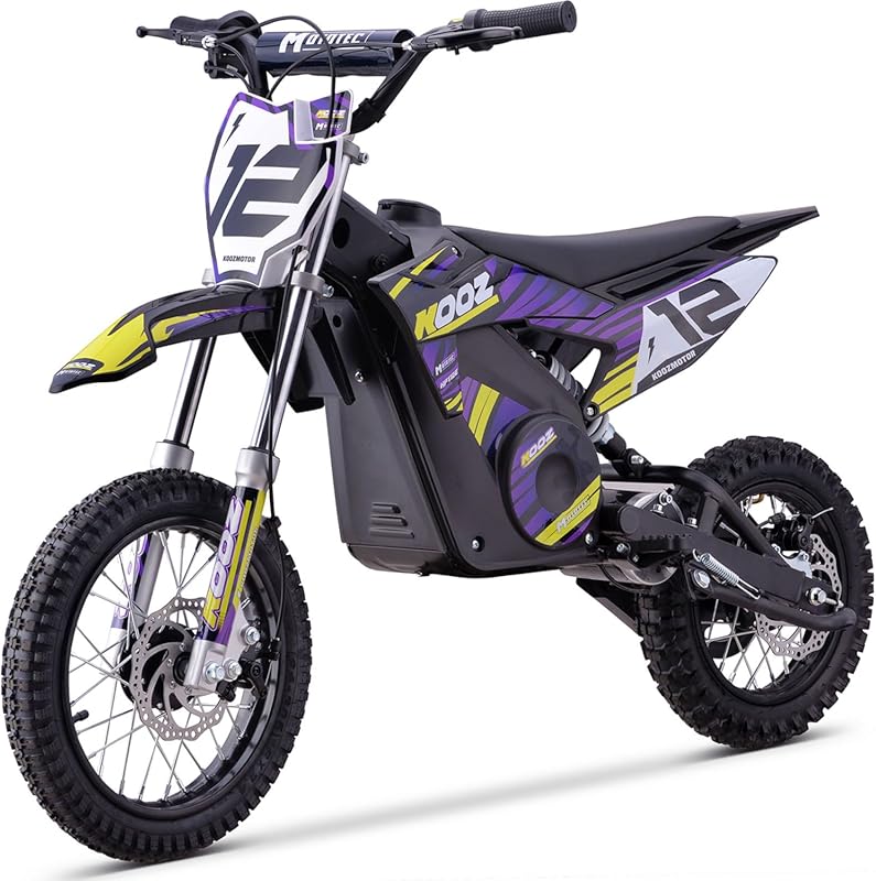 MotoTec 36V 1000W HP112E Electric Dirt Bike, Purple, Lightweight & Dur
