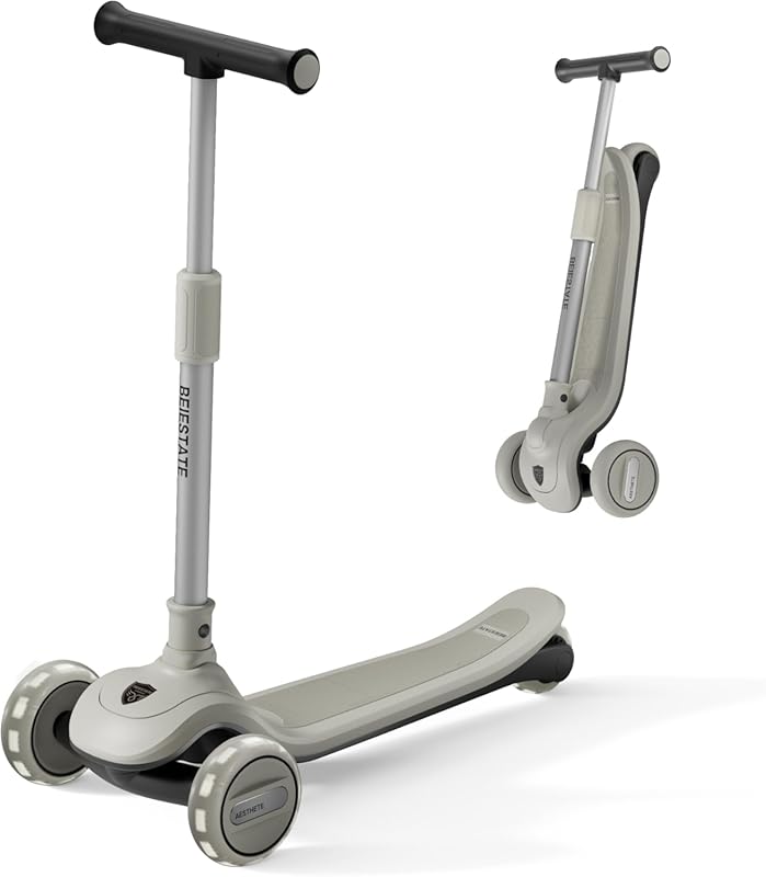 Adjustable 4-Height Kids Kick Scooter with Lean-to-Steer, Foldable Des