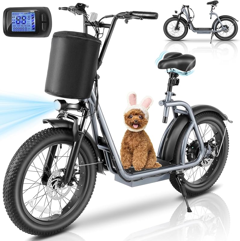 Caroma Electric Scooter with Seat – 800W Motor, 20MPH Speed, 30-Mile R