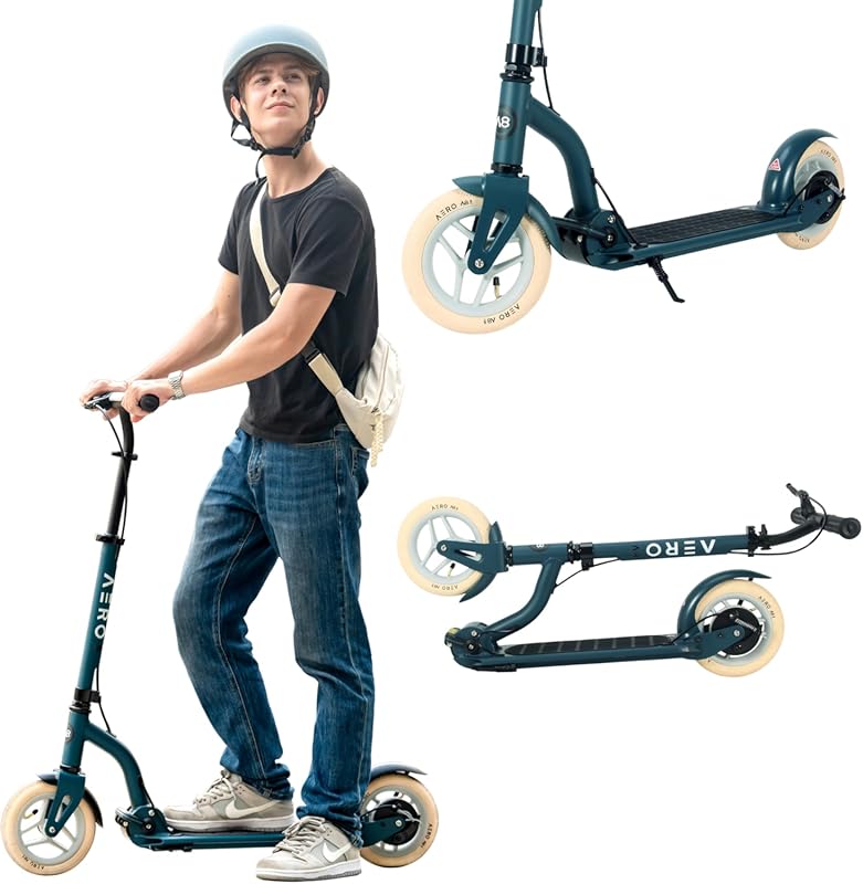 AERO MOBILITY Light-Up Kick Scooter with Shock Absorption, Hand Brake,
