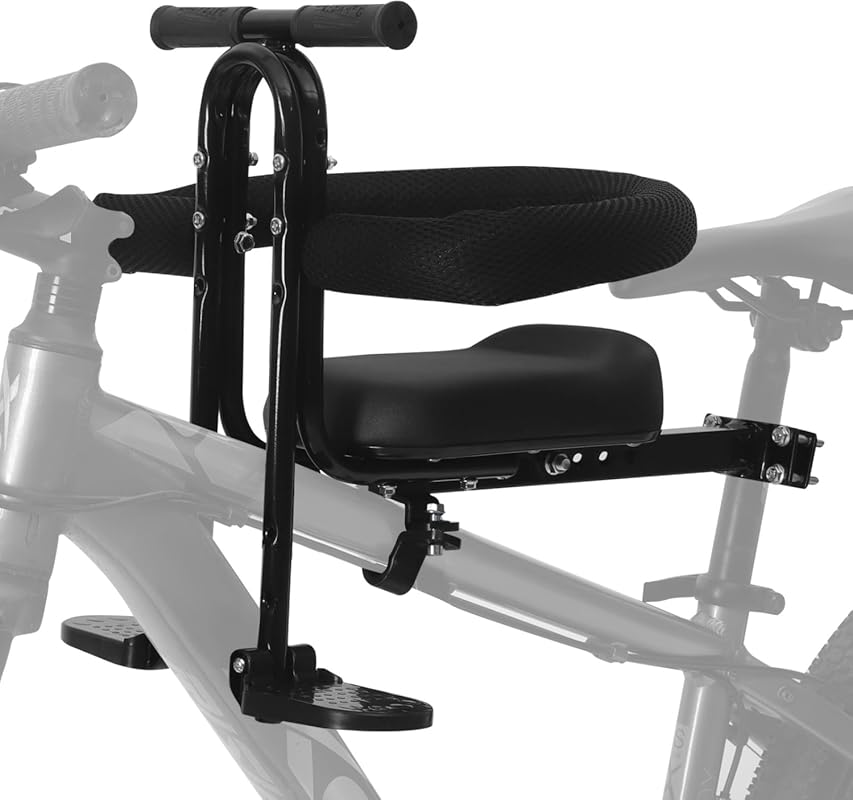 Front Mounted Toddler Bike Seat with Guardrail & Foot Pedals for Ages 