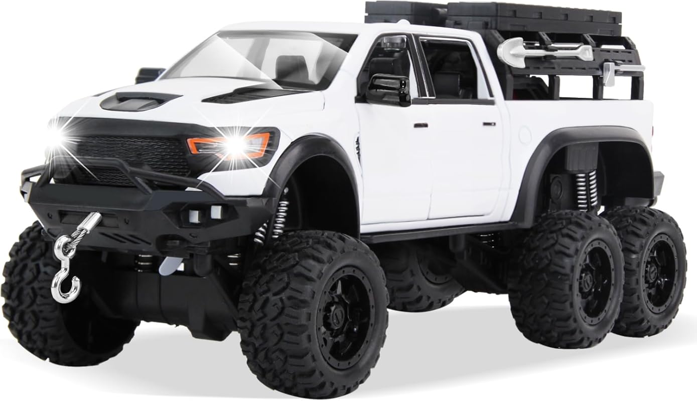 SASBSC 6X6 Diecast Pickup Truck with Light & Sound – Metal Toy Car for