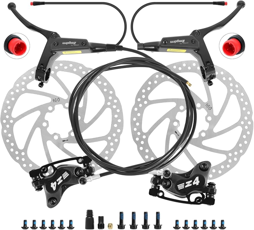 4-Piston E-Bike Hydraulic Disc Brake Set with 160mm Rotors & Electric 