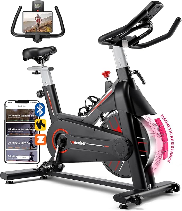 WENOKER Magnetic Resistance Exercise Bike, App Connected, Quiet Ride, 